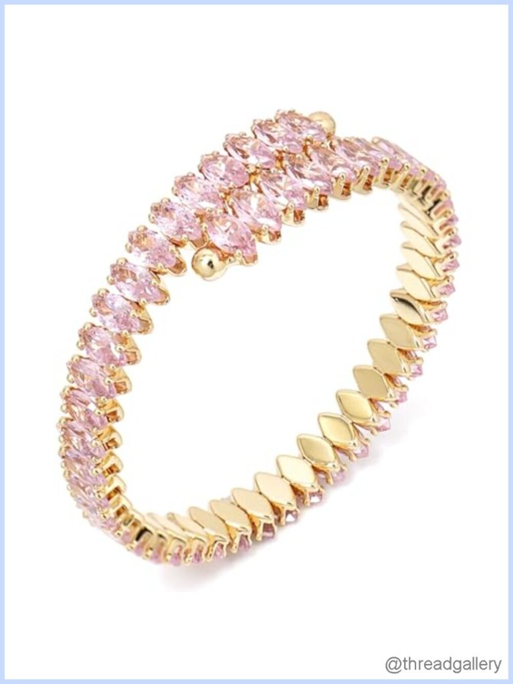 Rhinestone Cuff Bracelet Cubic Zirconia Tennis Bracelet Open Adjustable Elastic